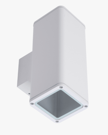 PIPER-2 WHITE SQUARE WALL LIGHT IP65 WITH 2 X E27 PAR30 LAMPS